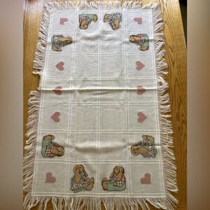 Cross stitched bunny baby afghan- vintage